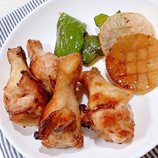 魚焼きグリルで簡単に鶏の手羽元と野菜の照り焼き